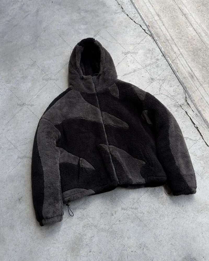 2024 New American Fashion Trend Brand Clothing Street Hip-hop  Tops Oversized Loose Splicing Casual Zipper Jacket Men