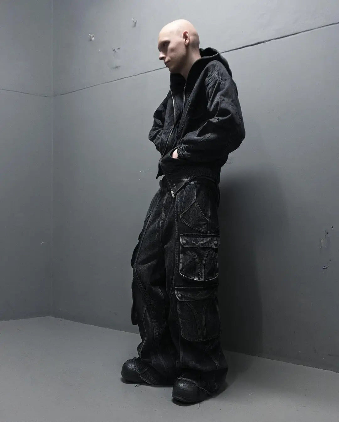 2024 New Gothic Retro Jeans for Men Wide Leg Straight Black Y2k Baggy Jeans  Hip Hop High Waist Denim Pants Streetwear