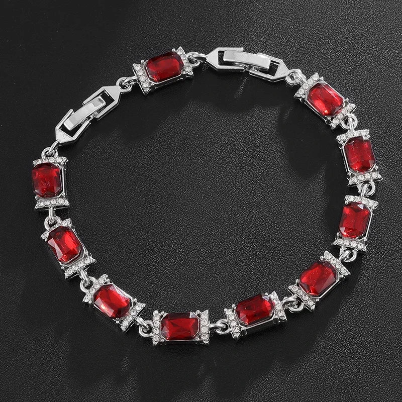 Brilliant Shining Three Dimensional Geometric Square Zirconia Tennis Bracelet Elegant Ladies Dinner Party Jewelry Girls Gift