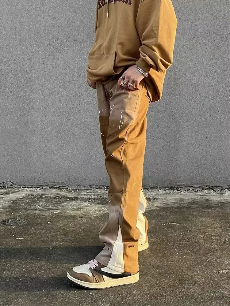 2024 Vintage Brown Y2K  Baggy Jeans Pants For Men Clothing Patchwork Streetwear Luxury Gothic Trousers