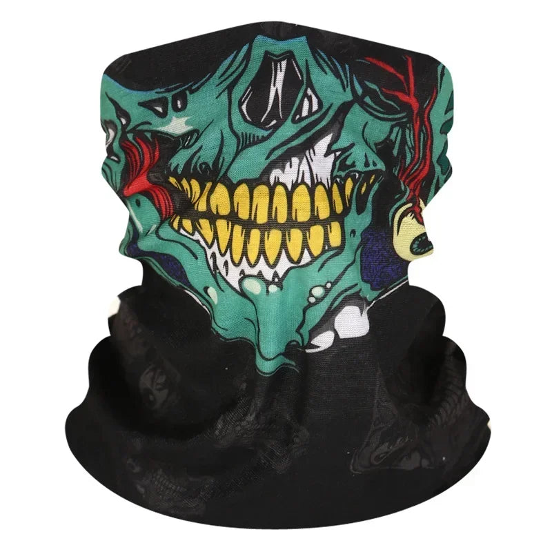 Cycling Face Mask Riding Scarf Breathable Skull Print Neck Gaiter Women Bandana Headwear Headband Snood Hiking Mask Balaclava