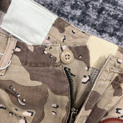Summer Fashion Camouflage Splicing Leather Letter Washed Retro Knee Jeans Men Women Shorts