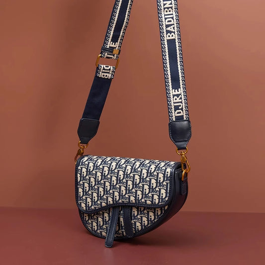 Female Bag Retro Luxury Designer Handbag Crossbody Saddle Bags Fashion Canvas Women's 2025 Trend Shoulder bag Purses