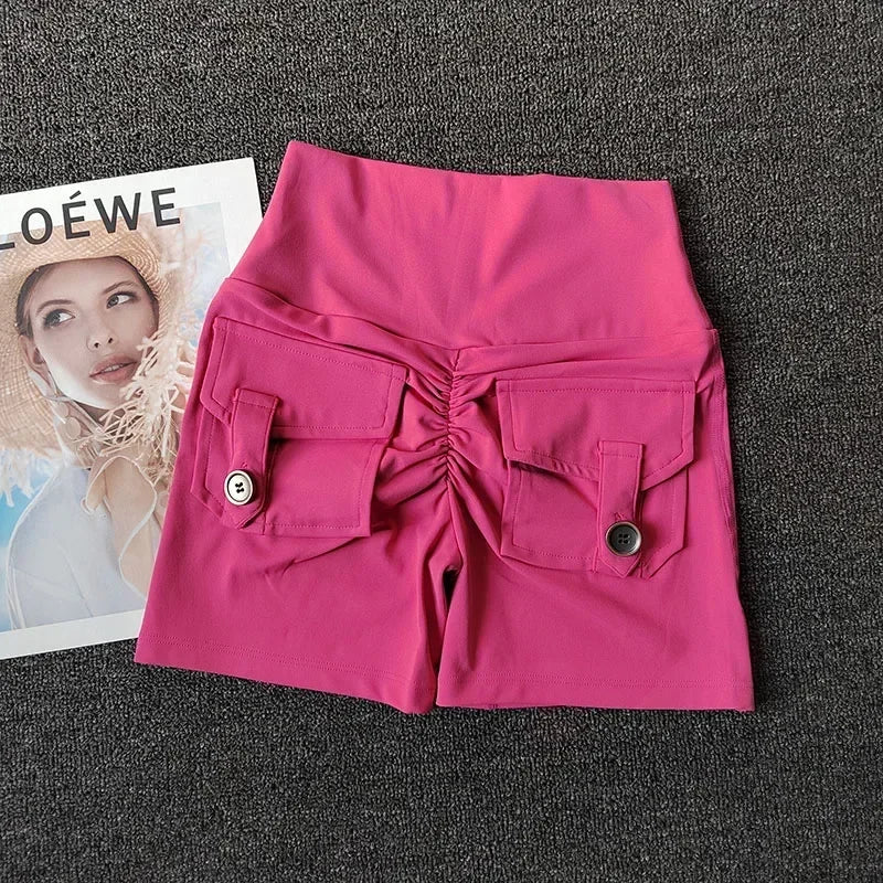 Sexy Solid Color Soft Tight Women Fitness Sport Short High Waist Yoga Short Leggings Cycling Comprehensive Training Jog Athletic