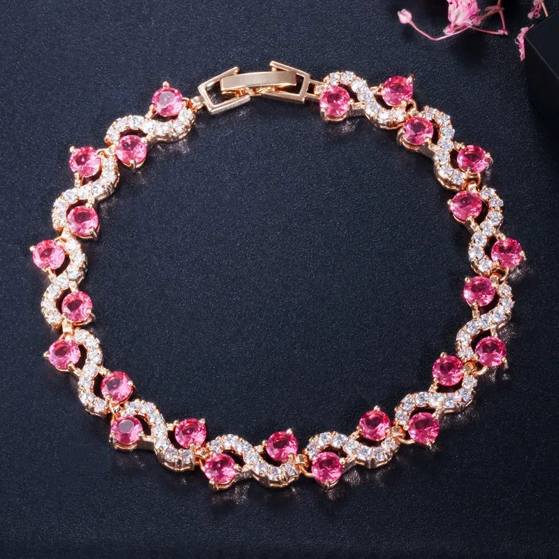 Brilliant Shining Three Dimensional Geometric Square Zirconia Tennis Bracelet Elegant Ladies Dinner Party Jewelry Girls Gift