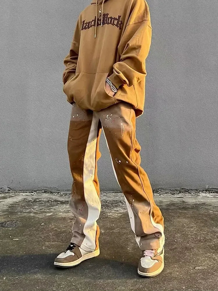 2024 Vintage Brown Y2K  Baggy Jeans Pants For Men Clothing Patchwork Streetwear Luxury Gothic Trousers
