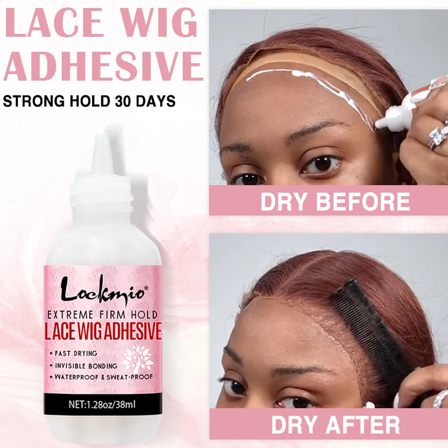 Strong Hold Lace Wig Glue 38ml Fast Dry Waterproof Toupee Adhesives Skin Color Wig Cap Eyebrow Knife Lace Wigs Bond for Beginner