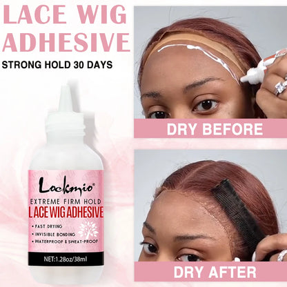 Strong Hold Lace Wig Glue 38ml Fast Dry Waterproof Toupee Adhesives Skin Color Wig Cap Eyebrow Knife Lace Wigs Bond for Beginner