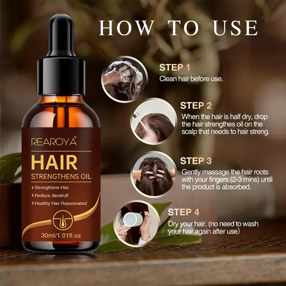 REAROYA Hair Care Essential Oil Improves Hair Quality Enhances Hair Toughness Restores Hair Luster Repairs Damaged Hair