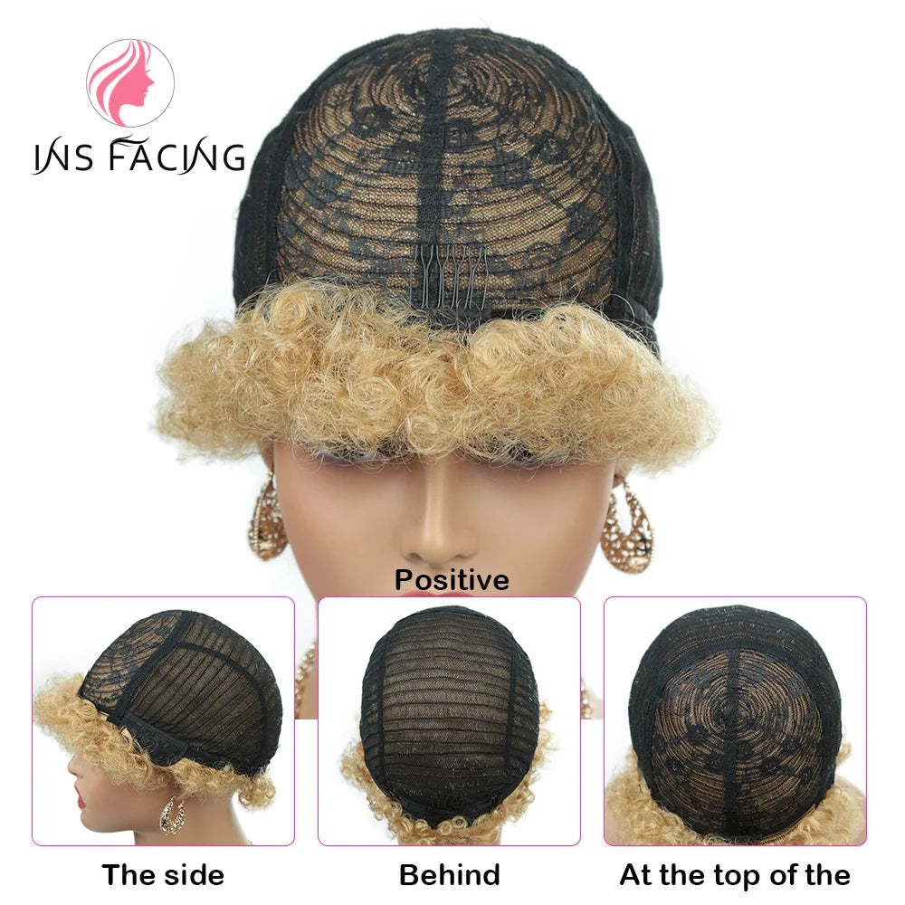 6inch natural black color 150% density daily use wig short afro curly human hair wigs machine made pixie cut human hair wig