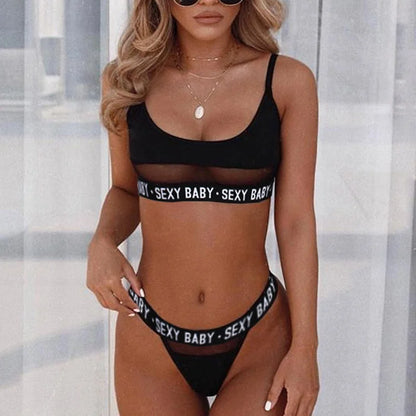 Fashion Women's Underwear Babydoll Casual Bras and Panties Set See Through Sexy Lingerie Ladies Running Sports Underwear Set