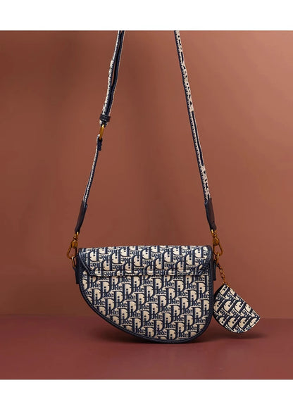 Female Bag Retro Luxury Designer Handbag Crossbody Saddle Bags Fashion Canvas Women's 2025 Trend Shoulder bag Purses