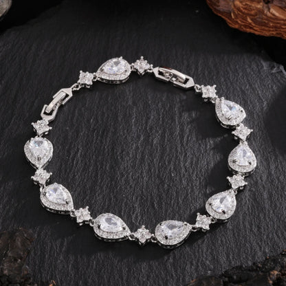ZAKOL Wedding Bridal Bracelet for Brides Bridesmaids Delicate Cubic Zirconia Classic Teardrop Tennis Bracelets Women Jewelry