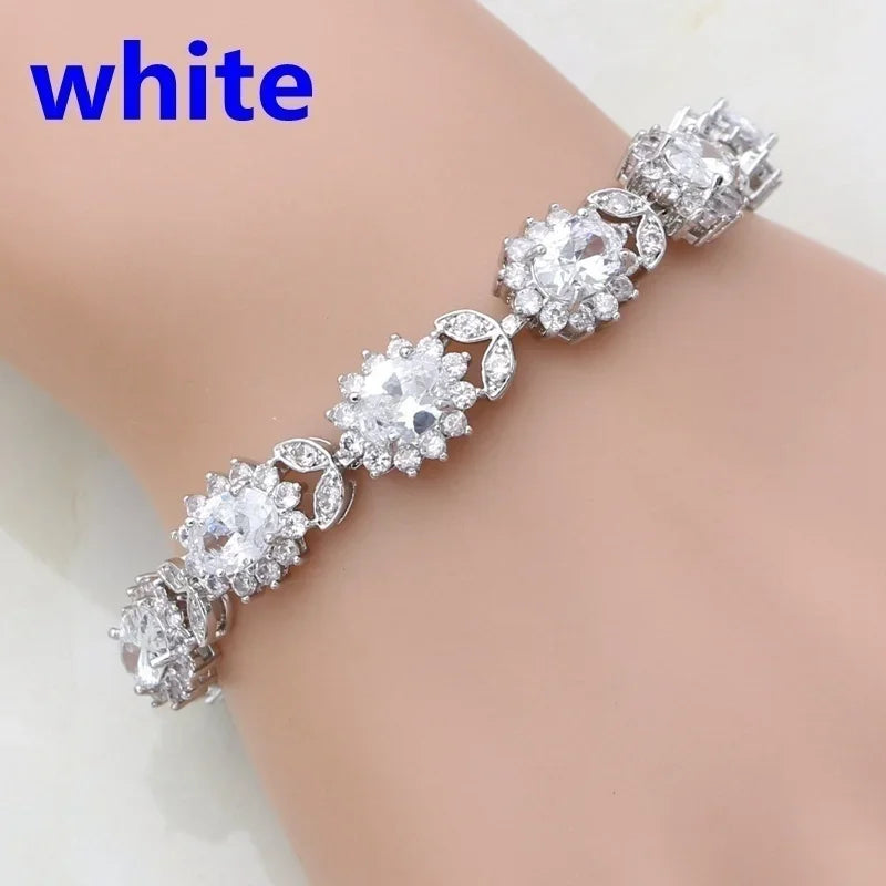Brilliant Shining Three Dimensional Geometric Square Zirconia Tennis Bracelet Elegant Ladies Dinner Party Jewelry Girls Gift