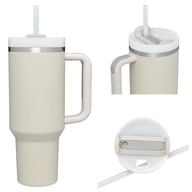 New Hot 40oz Insulated Tumbler acuum Cup 2.0 Thermal Mug for with Handle Straw Stainless Steel Hot and Cold Coffee Drink
