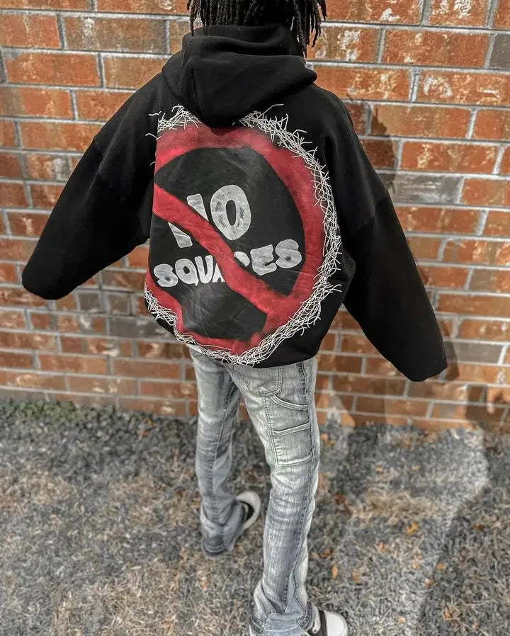 Y2k Men Women New Sweatshirt Cartoon Pattern Printing Oversized Hoodie Hip hop Gothic Black Pullover Hoodie Streetwear