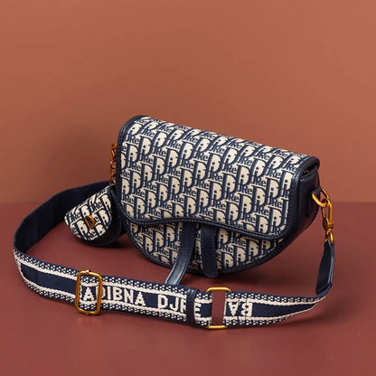 Female Bag Retro Luxury Designer Handbag Crossbody Saddle Bags Fashion Canvas Women's 2025 Trend Shoulder bag Purses