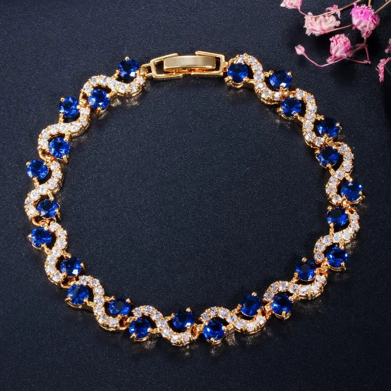 Brilliant Shining Three Dimensional Geometric Square Zirconia Tennis Bracelet Elegant Ladies Dinner Party Jewelry Girls Gift