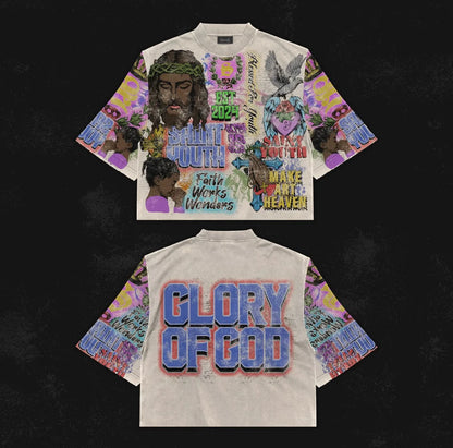 Oversized Round Neck Cotton Short Sleeve Tops  Streetwear T Shirt Retro Hip Hop Graphic Print T Shirts Mens and Womens Rock
