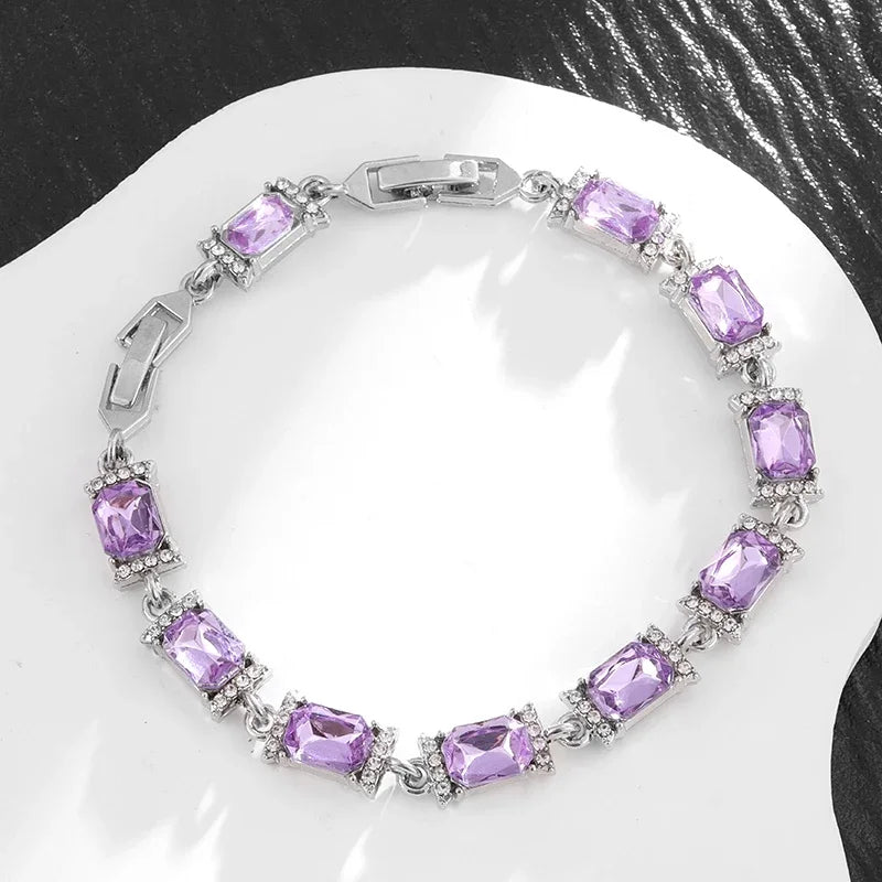 Brilliant Shining Three Dimensional Geometric Square Zirconia Tennis Bracelet Elegant Ladies Dinner Party Jewelry Girls Gift