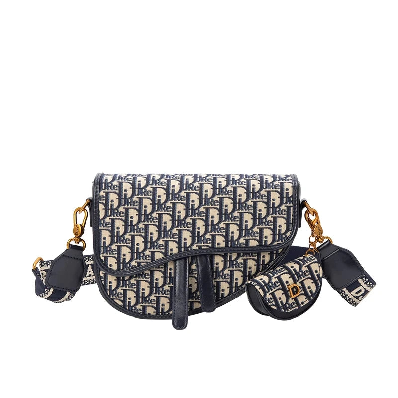 Female Bag Retro Luxury Designer Handbag Crossbody Saddle Bags Fashion Canvas Women's 2025 Trend Shoulder bag Purses