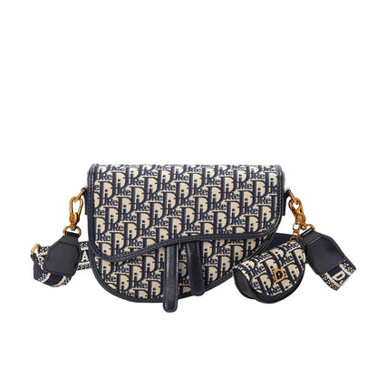 Female Bag Retro Luxury Designer Handbag Crossbody Saddle Bags Fashion Canvas Women's 2025 Trend Shoulder bag Purses