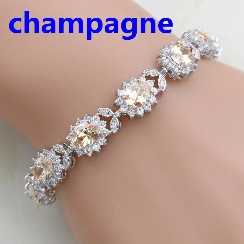 Brilliant Shining Three Dimensional Geometric Square Zirconia Tennis Bracelet Elegant Ladies Dinner Party Jewelry Girls Gift