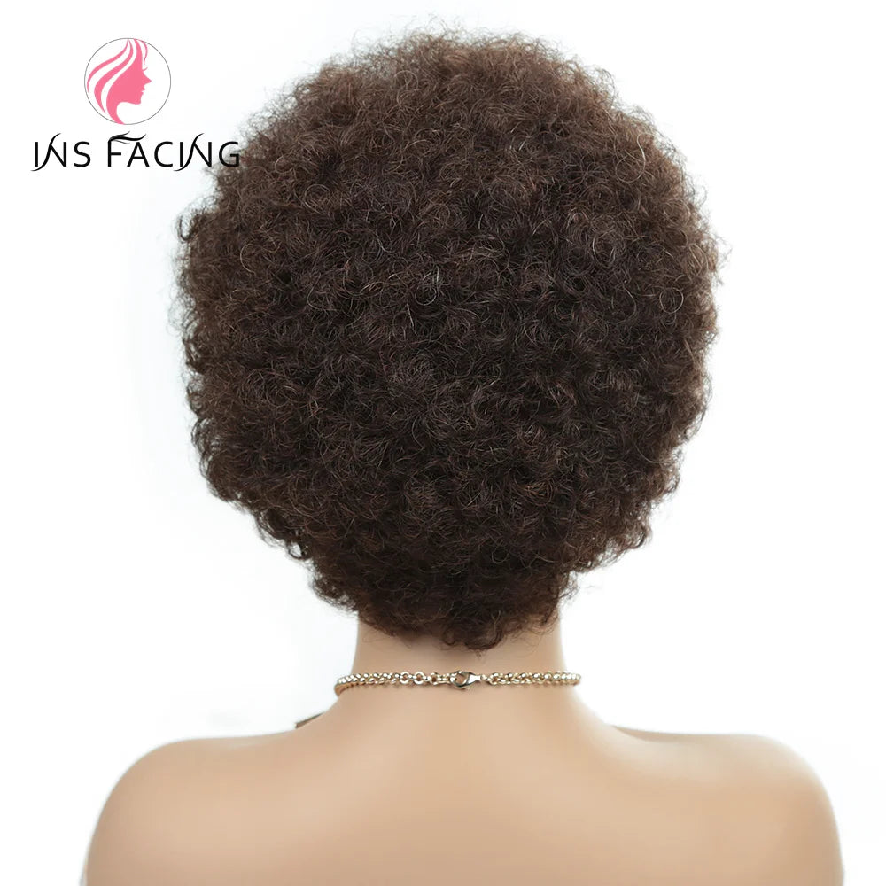 6inch natural black color 150% density daily use wig short afro curly human hair wigs machine made pixie cut human hair wig