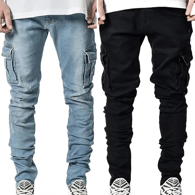 Celana Jeans Pria Jeans Pria  Jeans Kargo  Denim  Multi Warna Sol