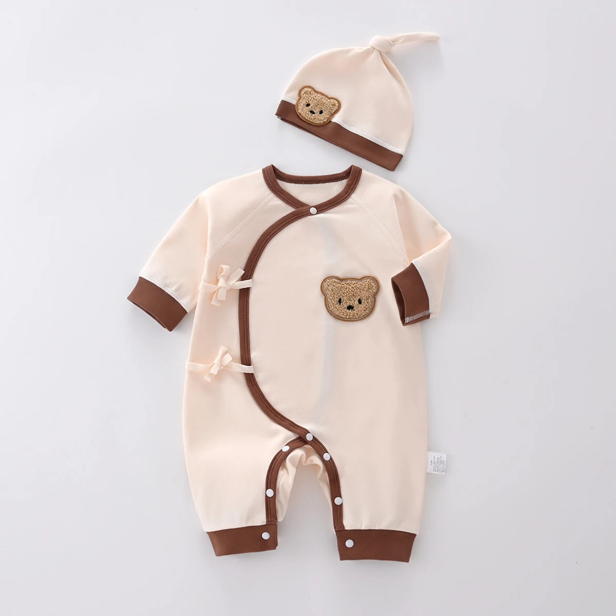 Newborn Baby Boy Girl Romper 100% Cotton Soft Bear Bodysuit with Hat for All Seasons