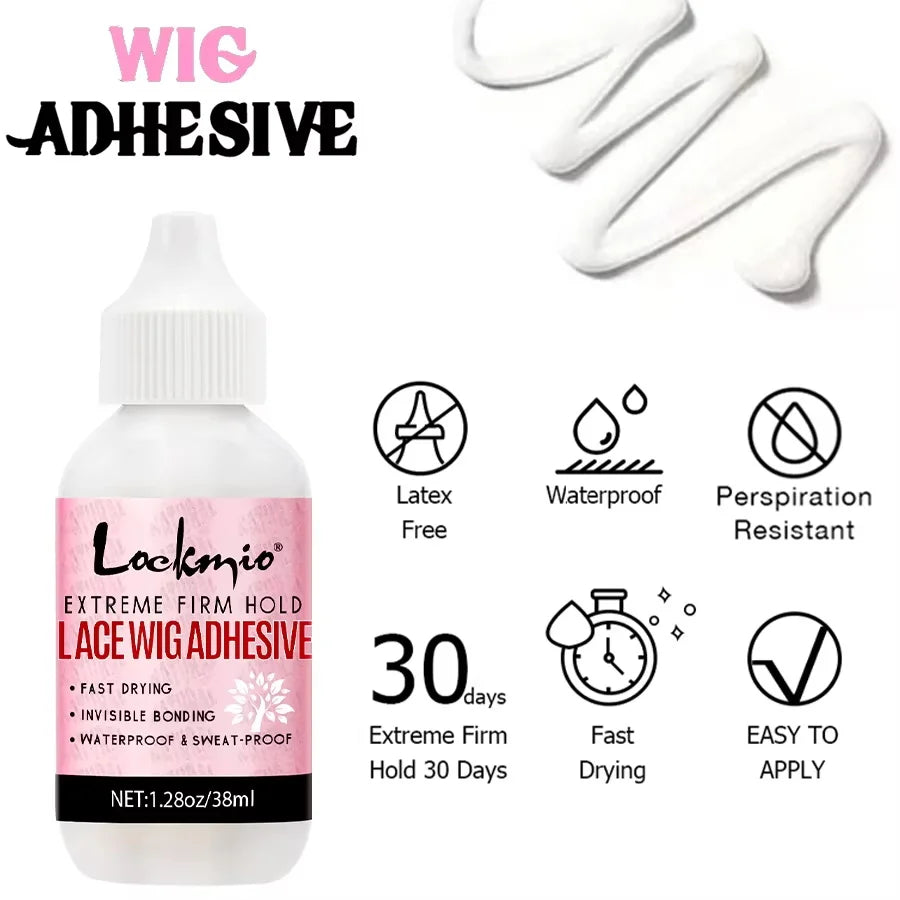 Strong Hold Lace Wig Glue 38ml Fast Dry Waterproof Toupee Adhesives Skin Color Wig Cap Eyebrow Knife Lace Wigs Bond for Beginner