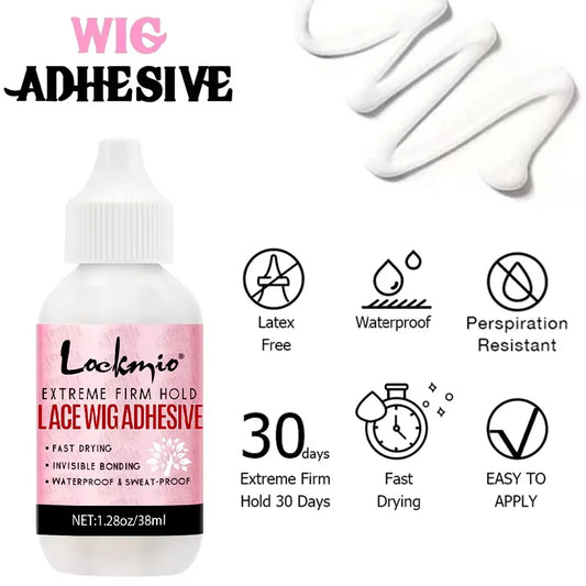 Strong Hold Lace Wig Glue 38ml Fast Dry Waterproof Toupee Adhesives Skin Color Wig Cap Eyebrow Knife Lace Wigs Bond for Beginner