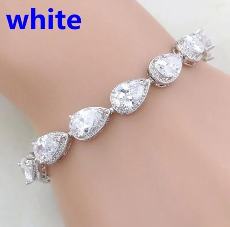 Brilliant Shining Three Dimensional Geometric Square Zirconia Tennis Bracelet Elegant Ladies Dinner Party Jewelry Girls Gift