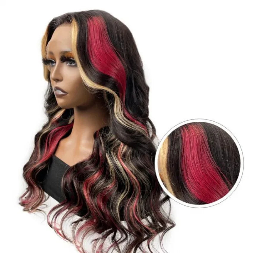 Chocolate Brown 13x4 Synthetic Glueless Lace Front Wigs For Women Loose Wave Body Wave Lace Frontal Wig Pre Cut 180% Density