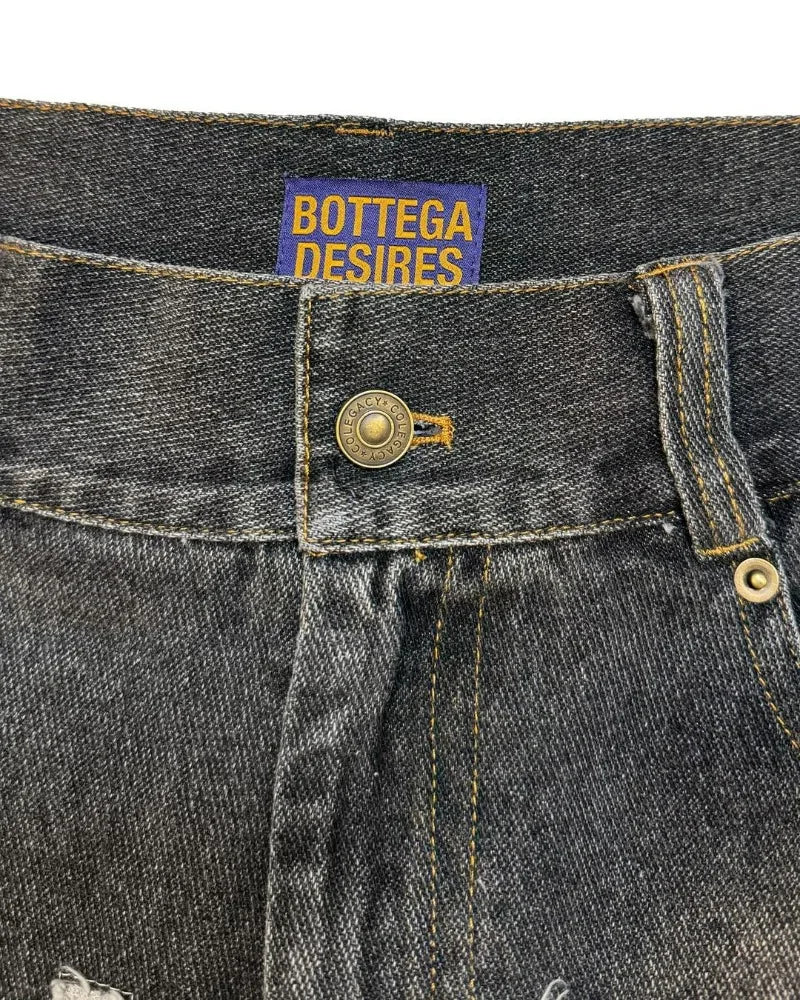 American Street  Retro Denim Shorts with Letter Embroidery Oversized Jeans Men  Loose Casual Versatile Shorts