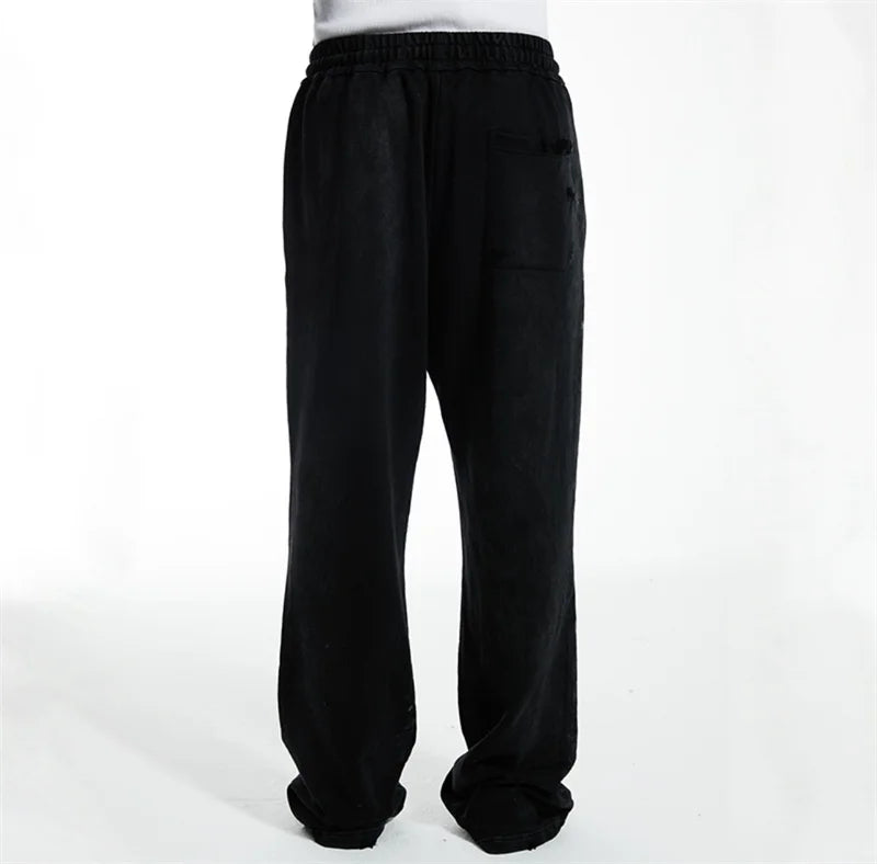 High Street Men Women Hip Hop Best Pants Vintage SAINT LOUIS Drawstring Destruction Splattered Ink Letters Print Sweatpants