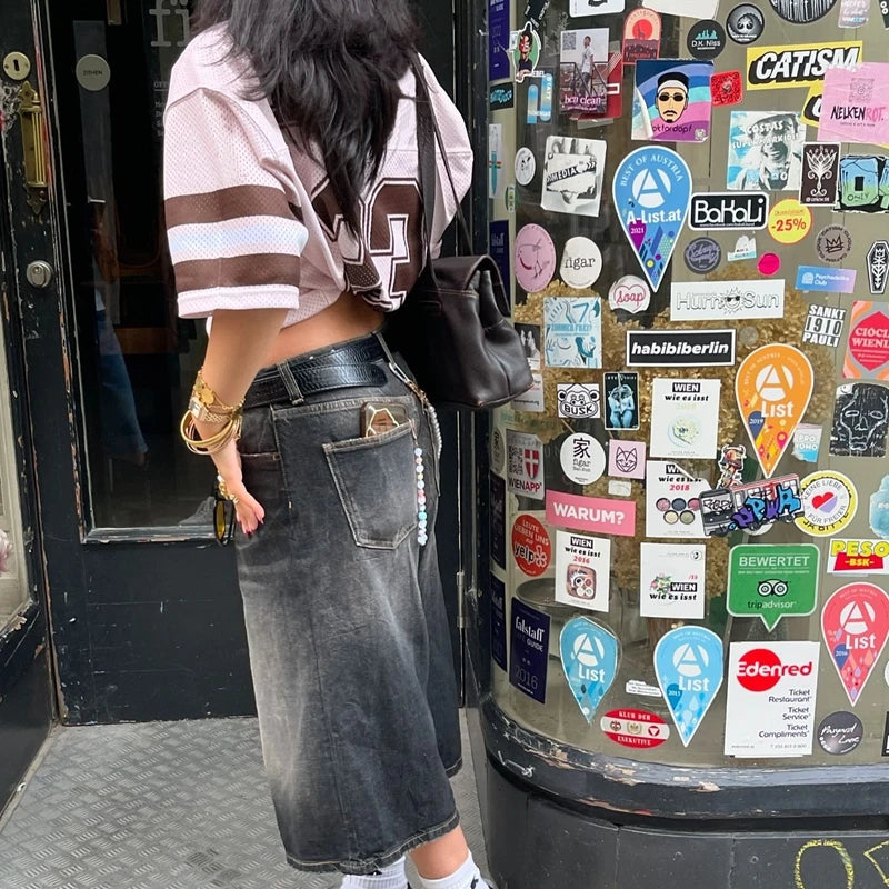 Women Y2k Graphic Oversized Jersey Tees Sporty Aesthetic Number Letter Print Jersey T-shirt Preppy Loose Fit Tops Clothes