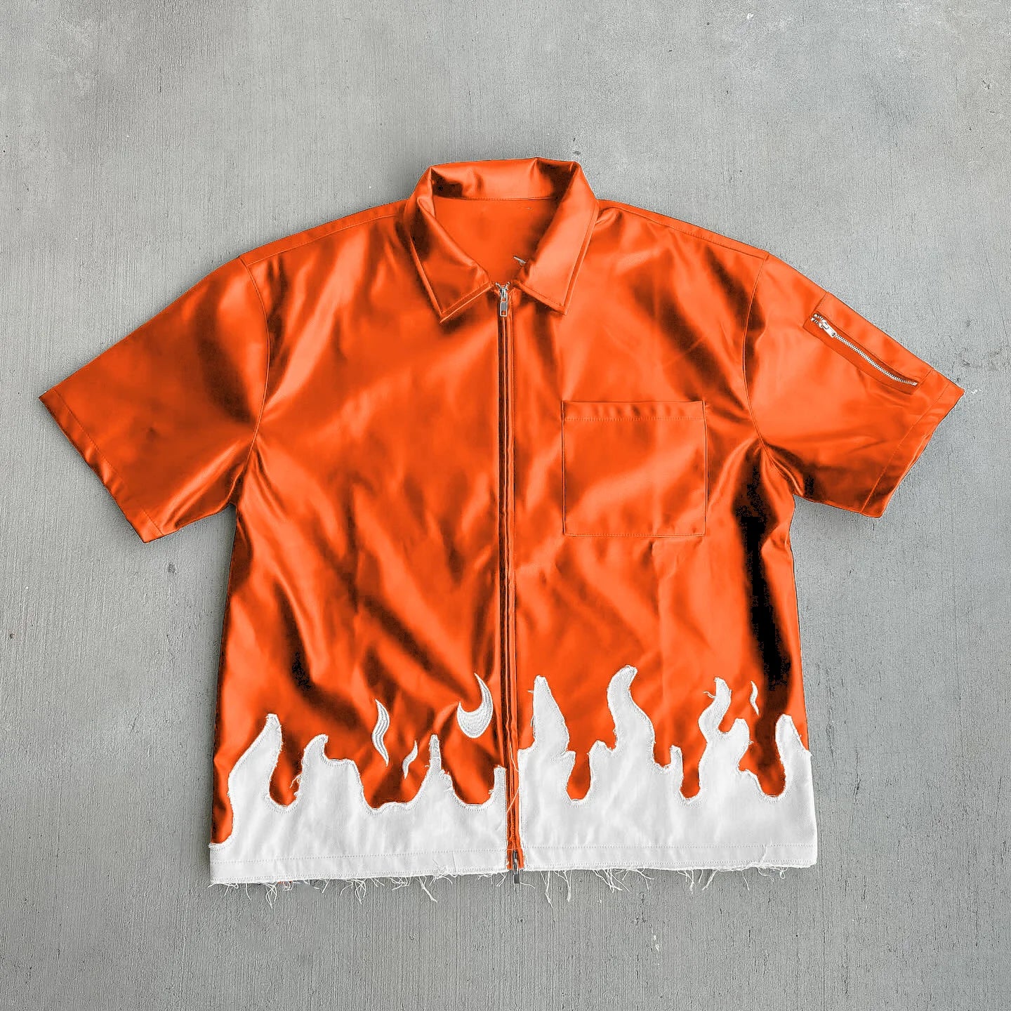 2025 New Trendy Spring and Autumn Collage Color Contrasting American Street Hip Hop Men's and Women's Zipper Shirt