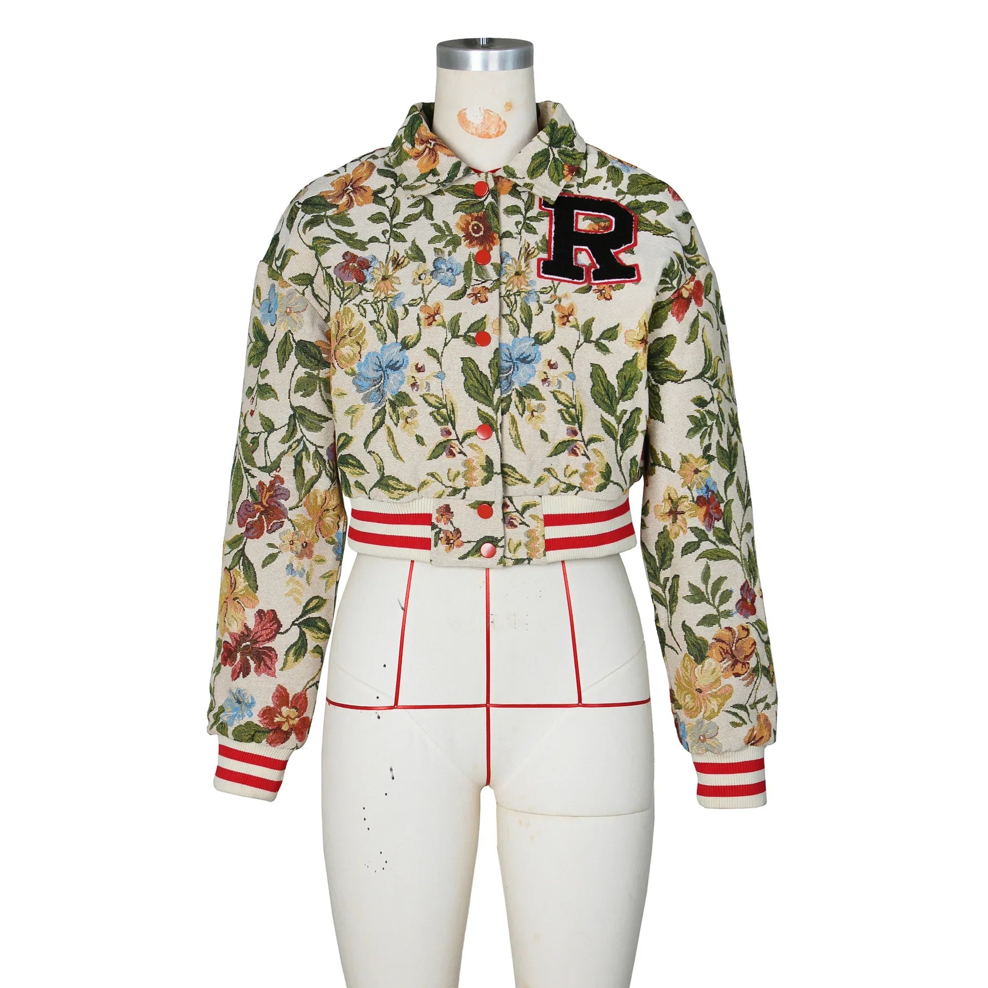CM.YAYA Women Fashion Knitted jacquard Floral Long Sleeve Jackets 2024 Autumn Winter Streetwear Coats Jacket Outwear Outcoat