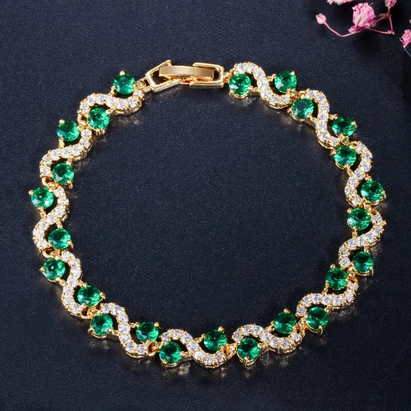 Brilliant Shining Three Dimensional Geometric Square Zirconia Tennis Bracelet Elegant Ladies Dinner Party Jewelry Girls Gift