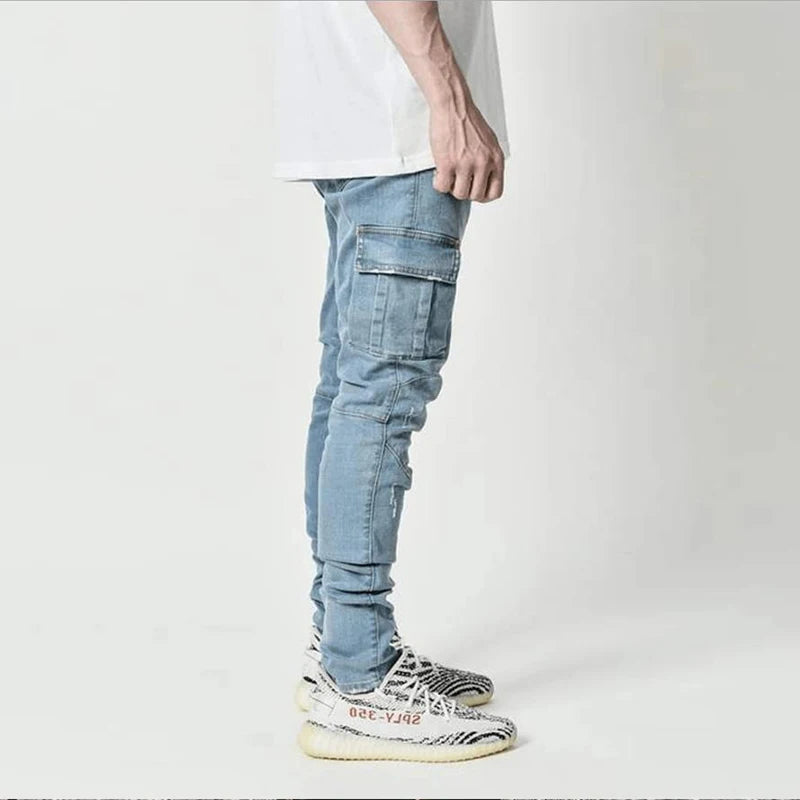 Celana Jeans Pria Jeans Pria  Jeans Kargo  Denim  Multi Warna Sol