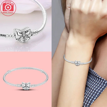 New 925 Silver Celtic Knot Snake Bone Lucky Eye Bracelet Fit Original Charming Bracelet Diy Fine Jewelry Gifts for Women