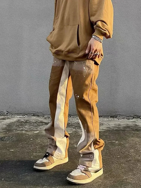 2024 Vintage Brown Y2K  Baggy Jeans Pants For Men Clothing Patchwork Streetwear Luxury Gothic Trousers