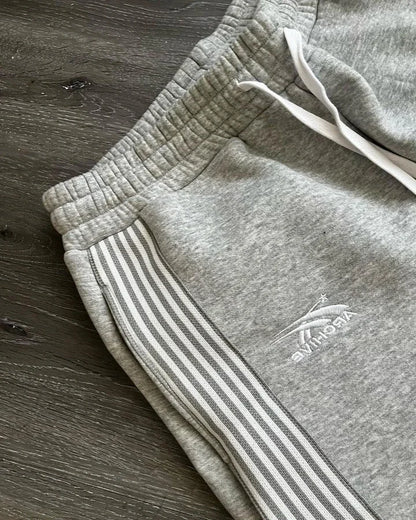 Hip Hop Letter Striped Embroidery Drawstring Sweatpants Y2K Pants Mens Womens Retro Gray Baggy Sweatpants Trousers