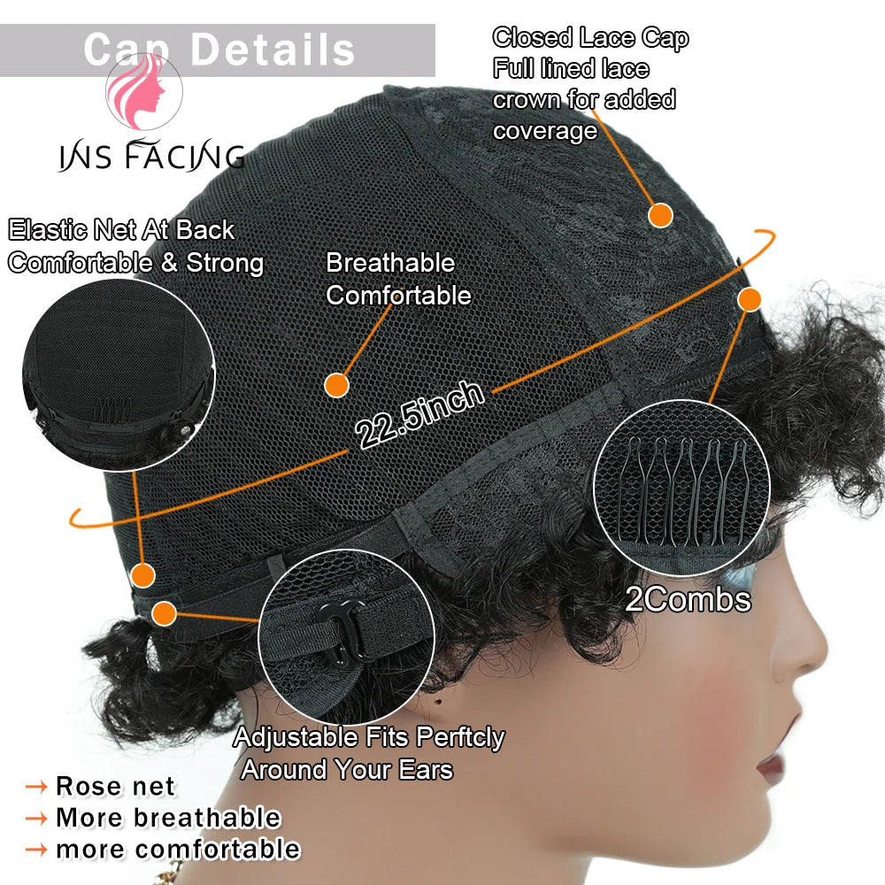 6inch natural black color 150% density daily use wig short afro curly human hair wigs machine made pixie cut human hair wig