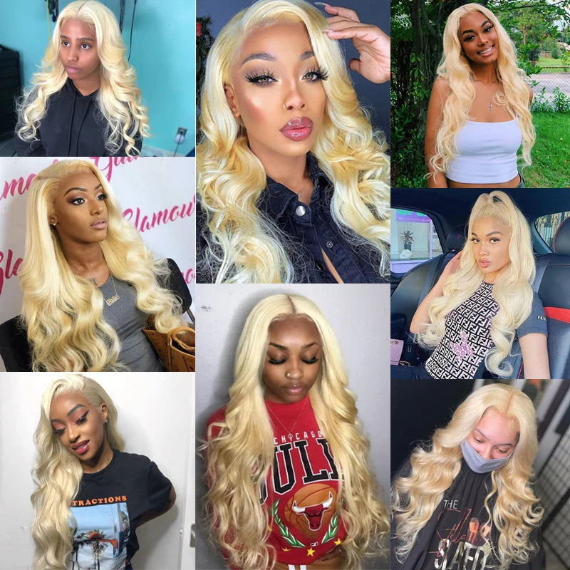 Blonde Body Wave Lace Front Wig 13x6 HD Transparent Lace 13x4 Human Hair Wig 613 Pre Plucked Full Frontal Wigs For Black Women