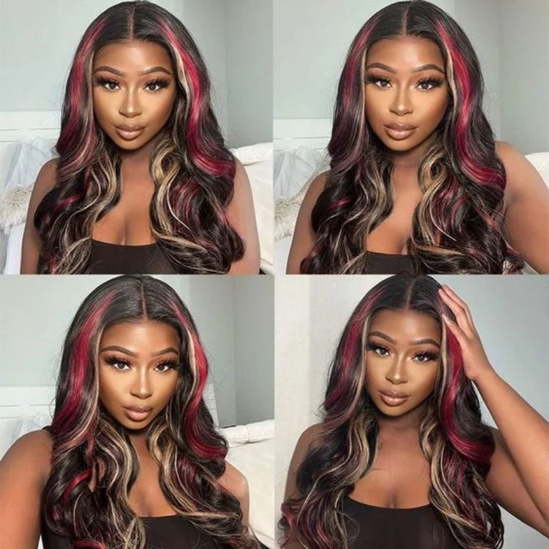Chocolate Brown 13x4 Synthetic Glueless Lace Front Wigs For Women Loose Wave Body Wave Lace Frontal Wig Pre Cut 180% Density