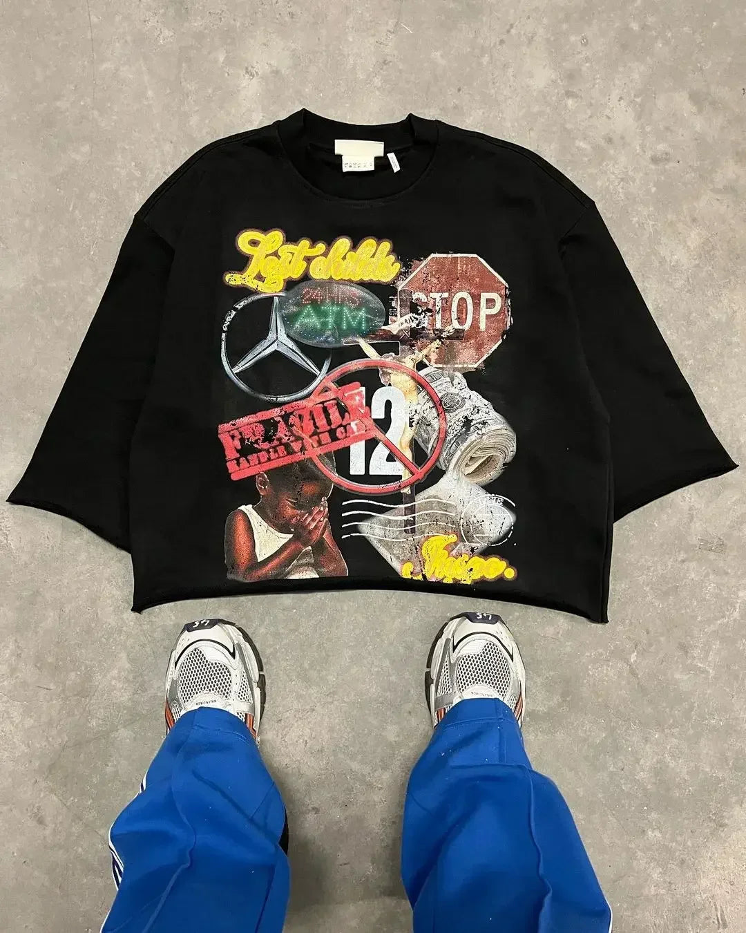 Y2K Harajuku Hip Hop Character Graphic Printed Seven Quarter Sleeves Tops