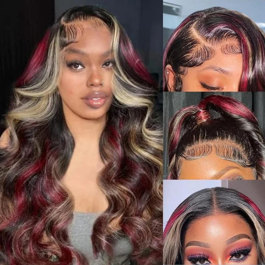 Chocolate Brown 13x4 Synthetic Glueless Lace Front Wigs For Women Loose Wave Body Wave Lace Frontal Wig Pre Cut 180% Density