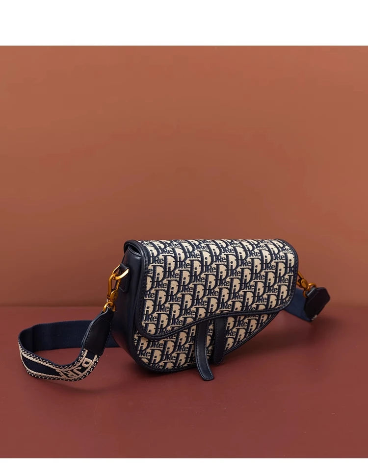 Female Bag Retro Luxury Designer Handbag Crossbody Saddle Bags Fashion Canvas Women's 2025 Trend Shoulder bag Purses
